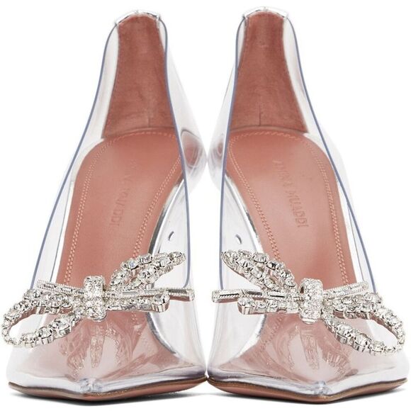 Amina Muaddi Rosie Luxury, Wedding, Formal Pumps PVC Crystal Bow Size: 8 - Picture 1 of 13
